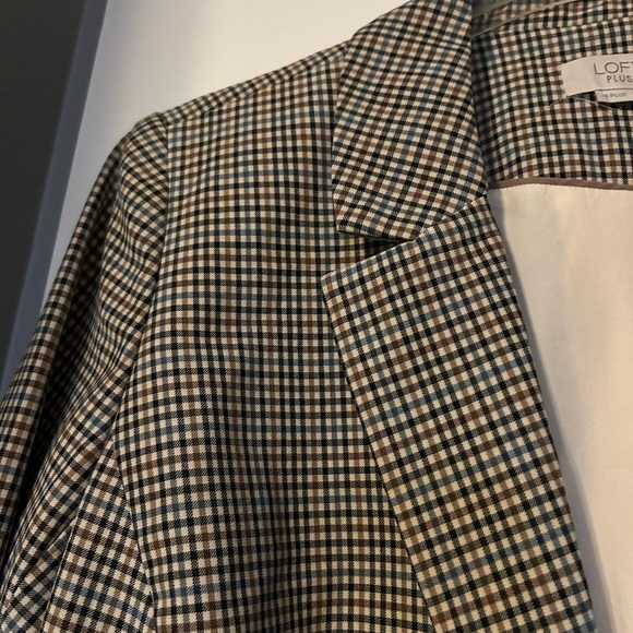 LOFT Blue and Brown Checkered Blazer - Picture 2 of 3